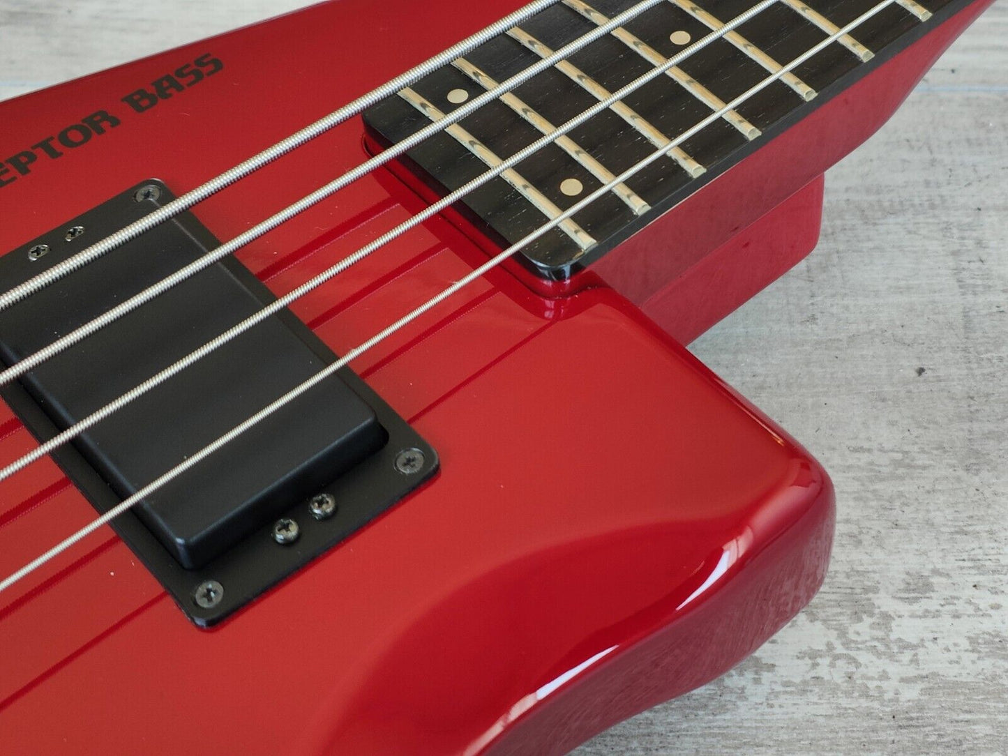 1986 Aria Pro II Japan Interceptor Headless Bass (Red)