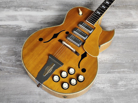 1960's Kawai Japan Archtop Three Pickup Vintage Hollowbody Guitar (Natural)