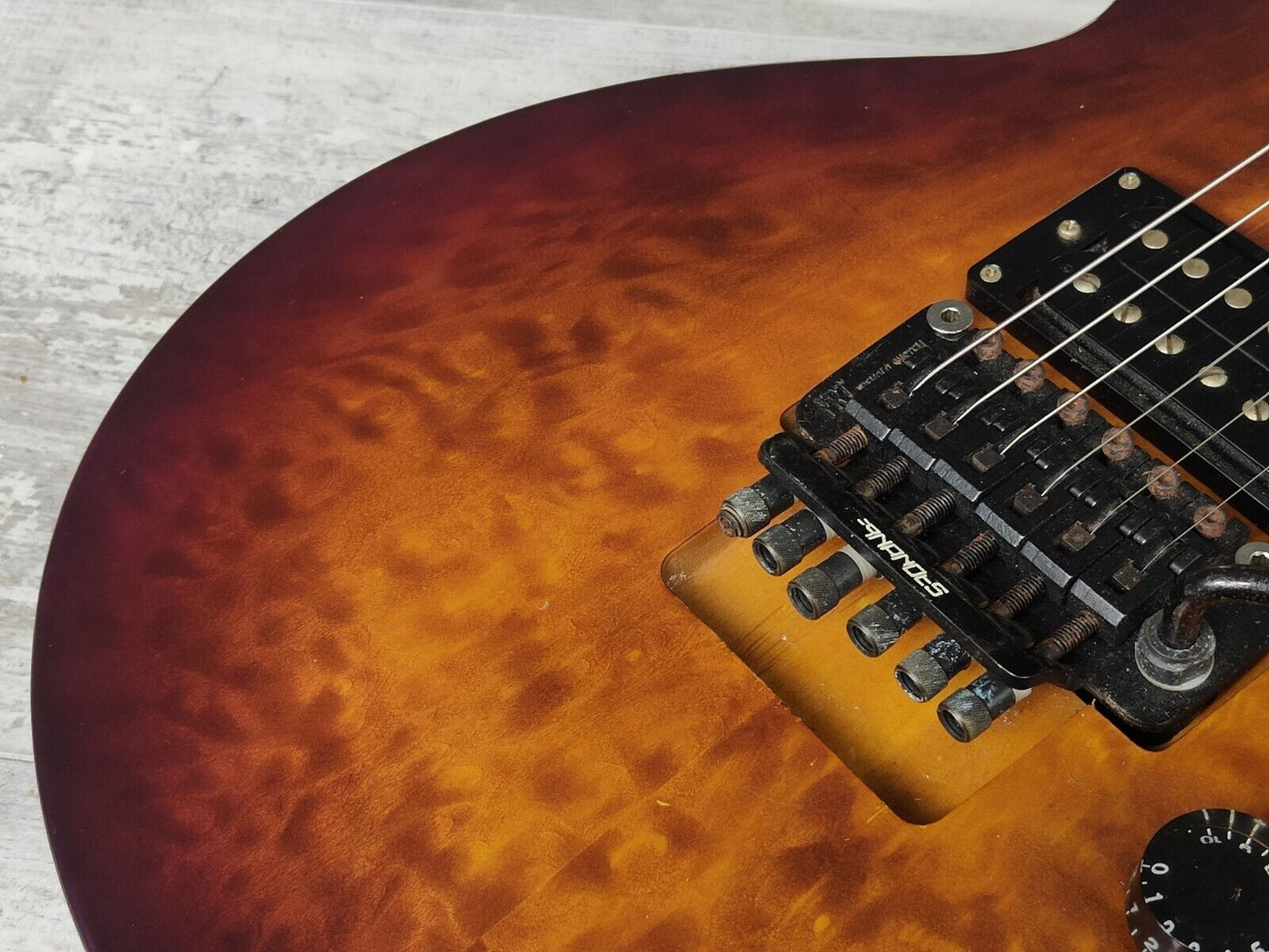 2000's Edwards (by ESP Japan) Les Paul w/Locking Tremolo (Quilt Top Amber)