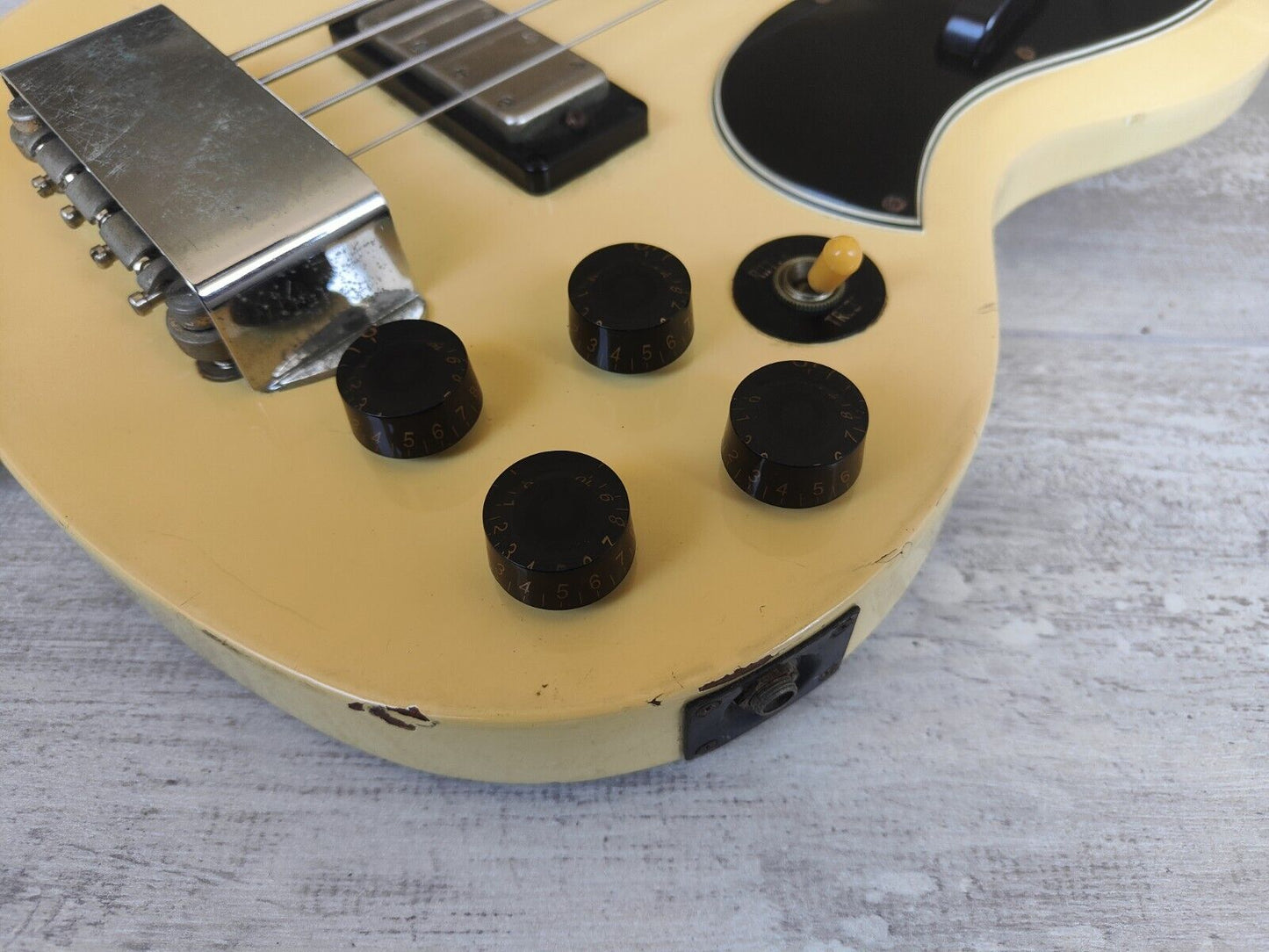 1989 Greco Japan EB-65 SG Double Cutaway Bass (Vintage White)