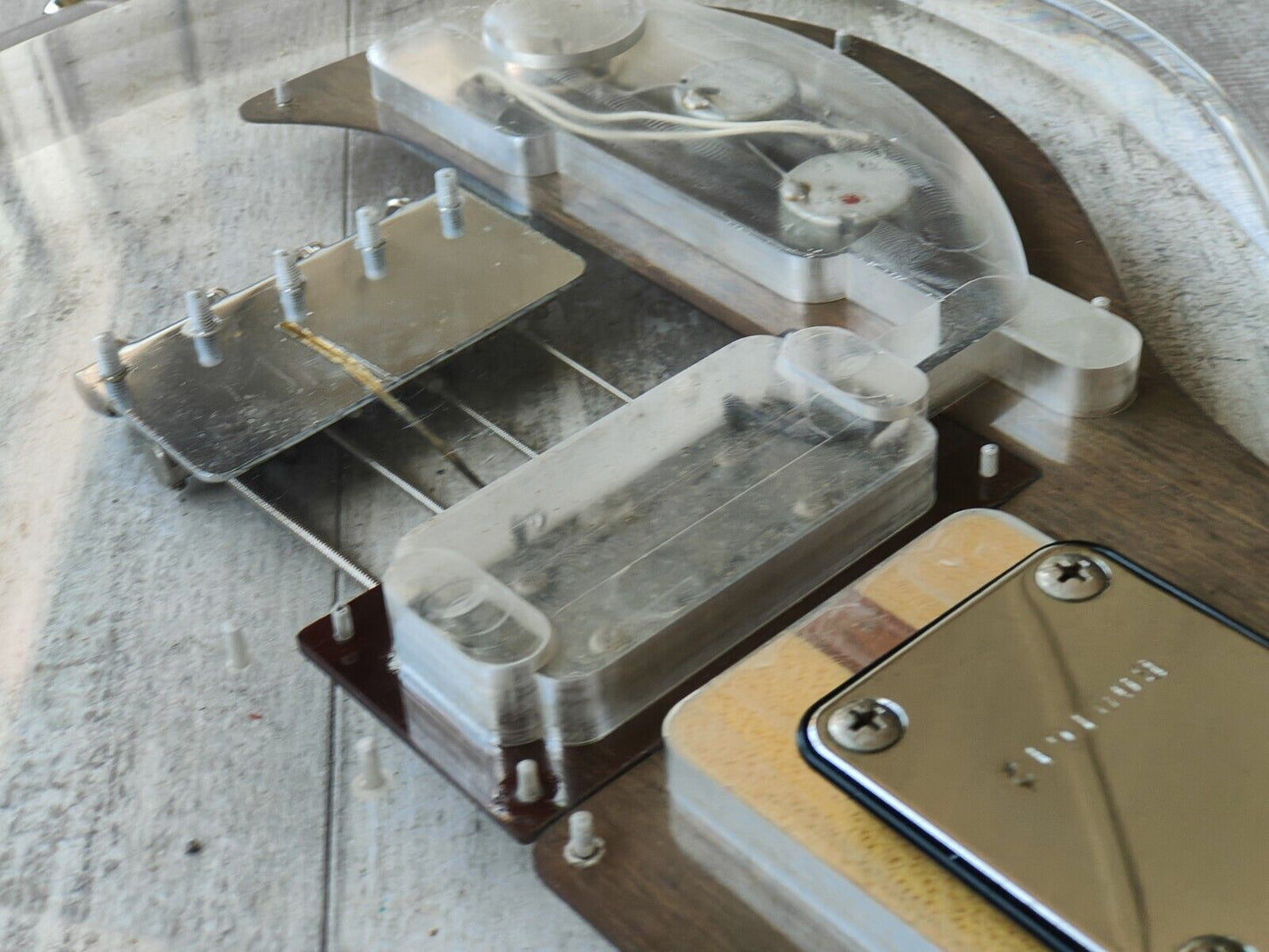 1990 Greco APB-1000 (Dan Armstrong/Ampeg) Lucite Double Cutaway Bass (Clear)