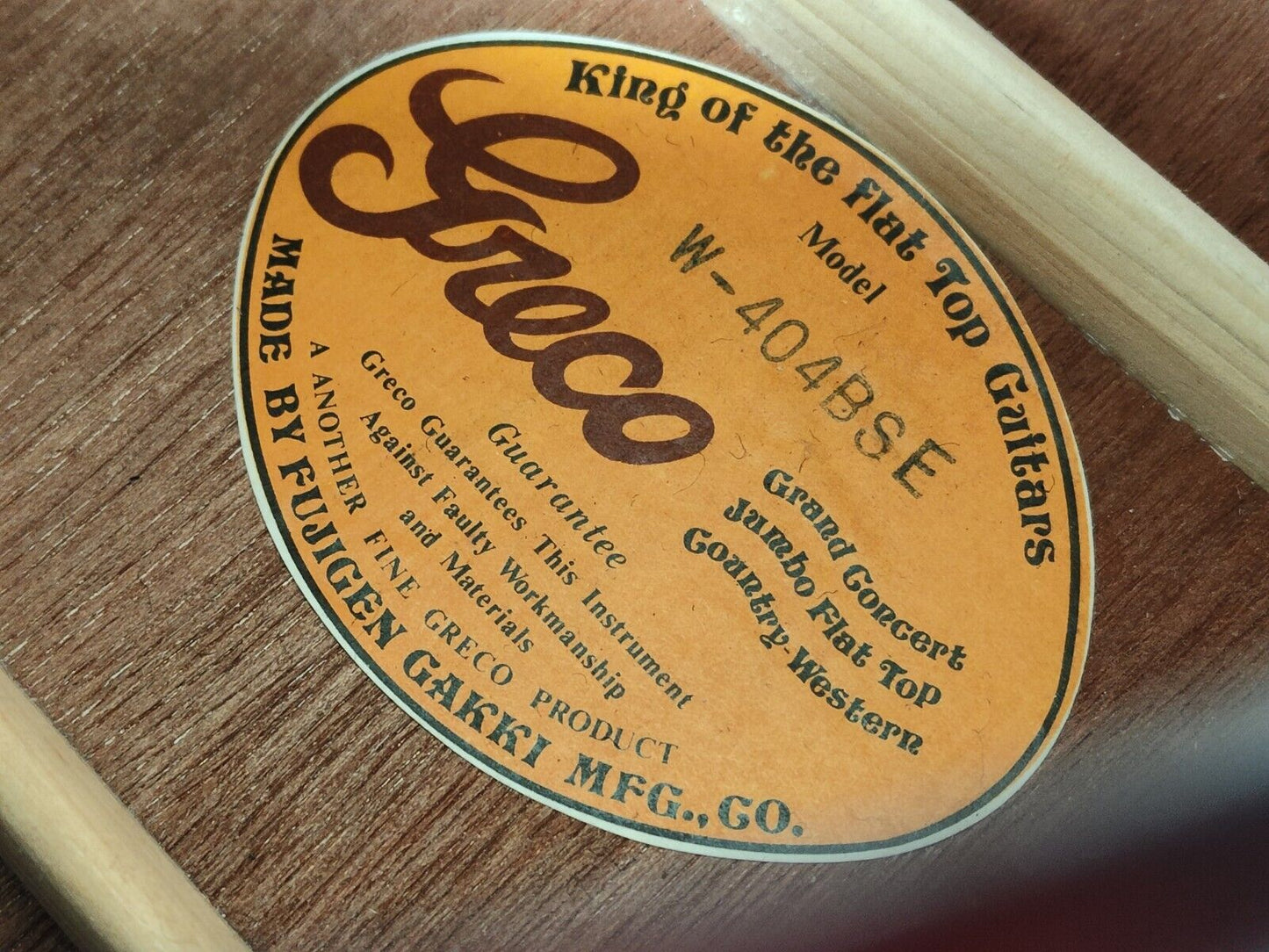 1981 Greco Japan W-404BSE Acoustic Guitar w/P90 Pickup (Brown Sunburst)