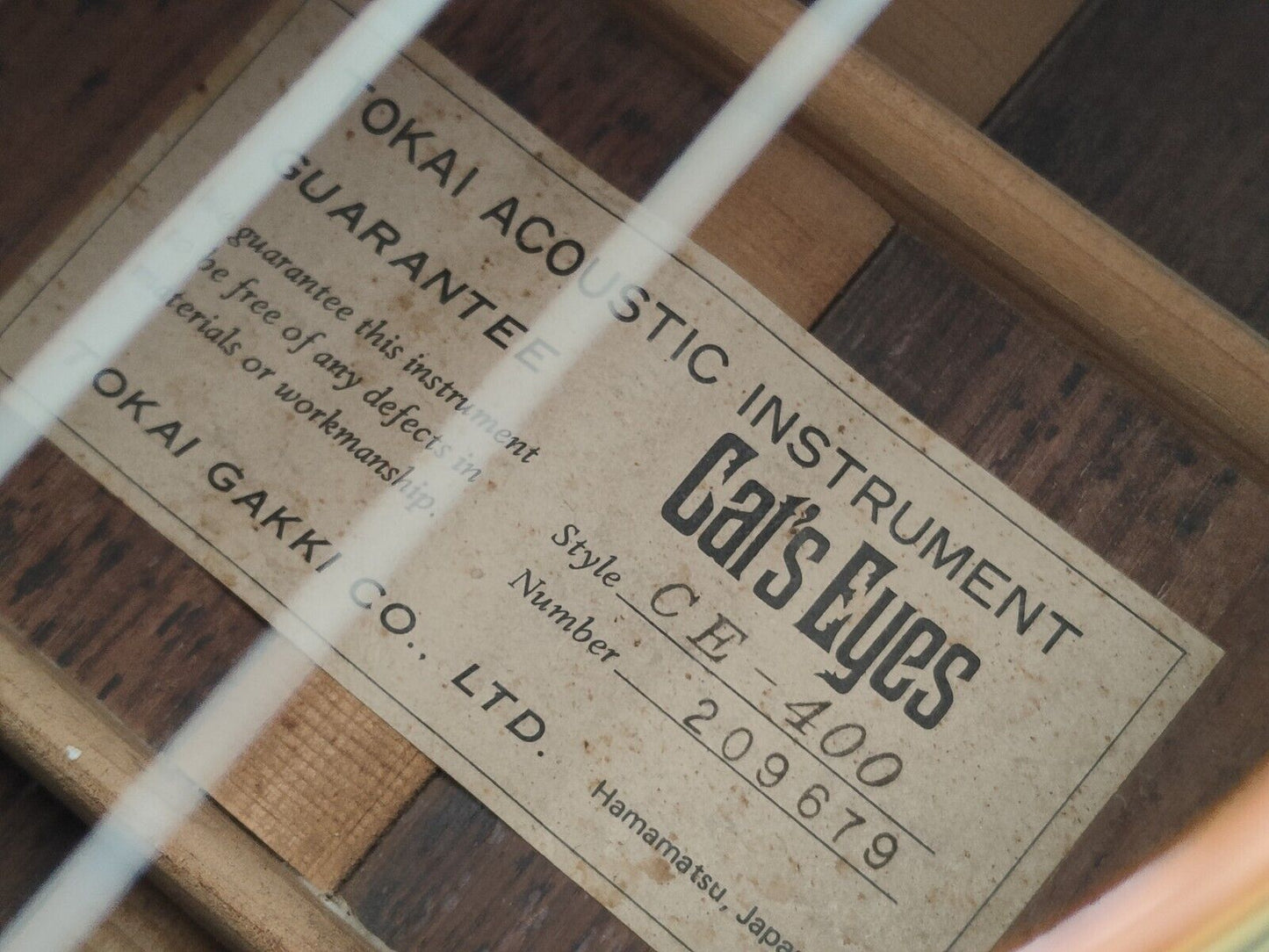 1980's Tokai Cat's Eyes CE-400 Japanese Vintage Acoustic Guitar (Natural)