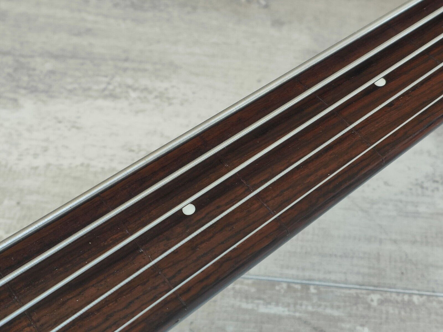 1990's Vestax Japan Fretless 5-String Active Jazz Bass (Transparent Blue)