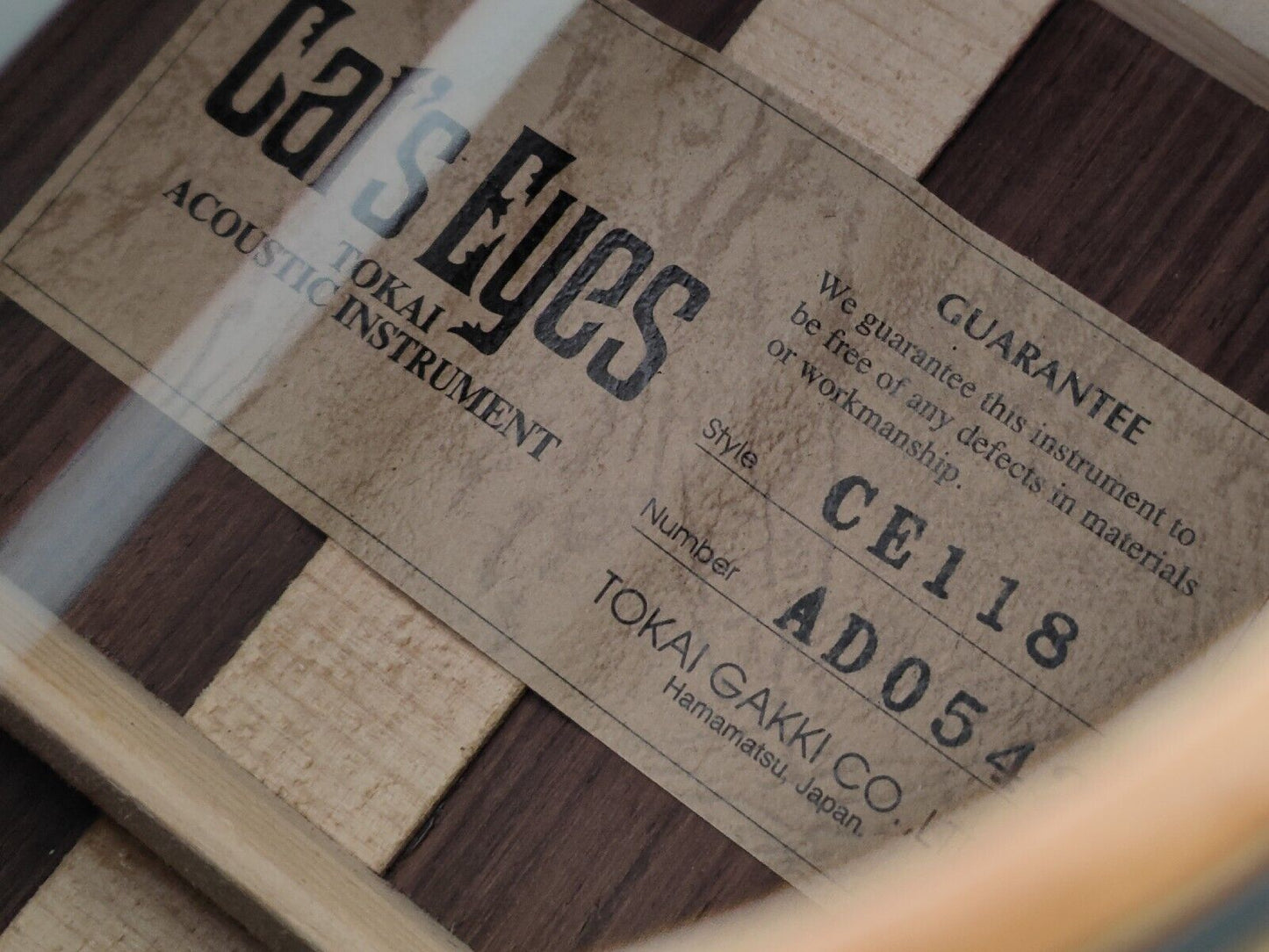 Tokai Cat's Eyes CE118 Japanese Acoustic Guitar (Natural)