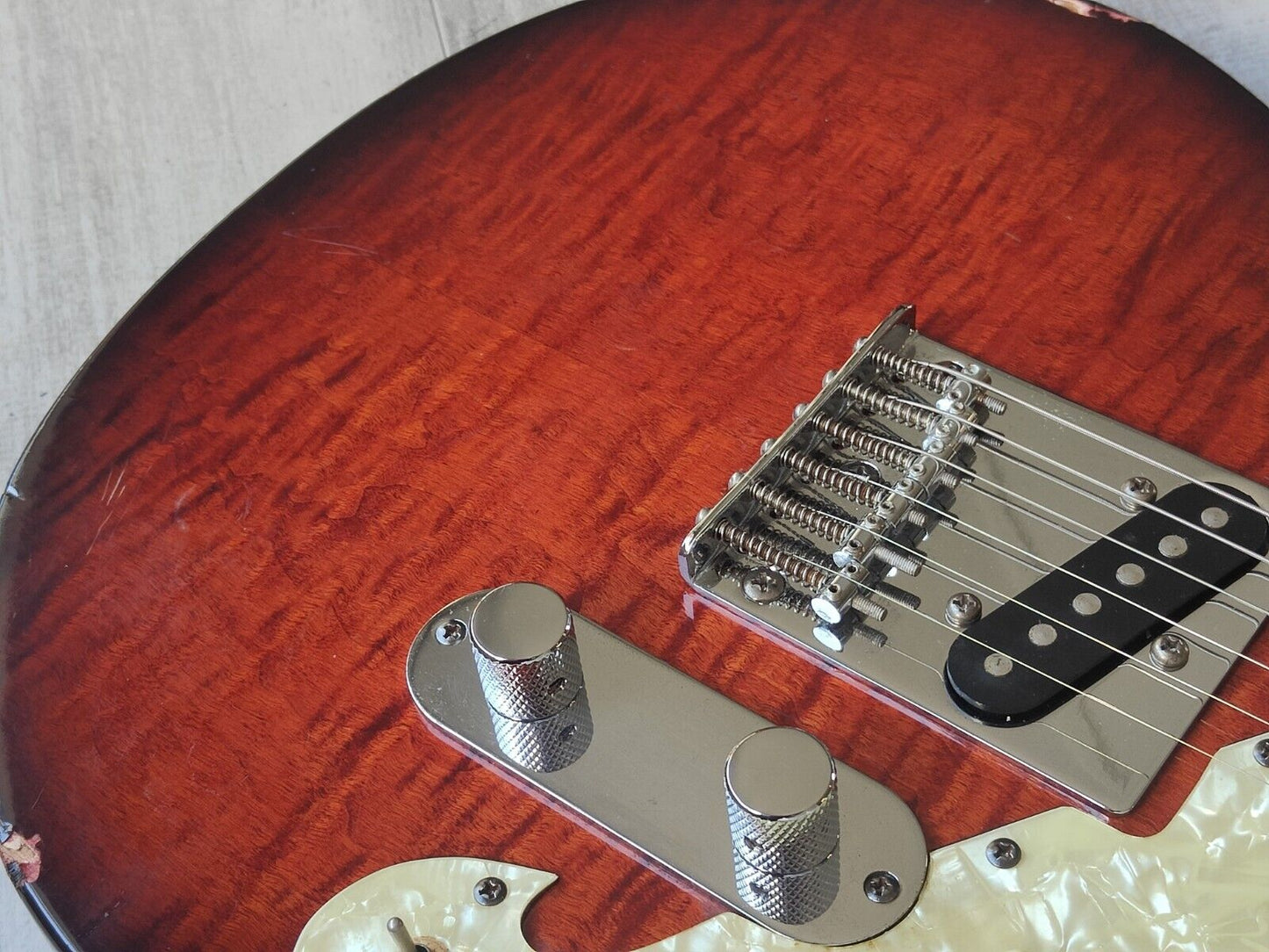 1996 Aria Pro II 615 Nashville Tele/Single Cutaway (Figured Red Burst)