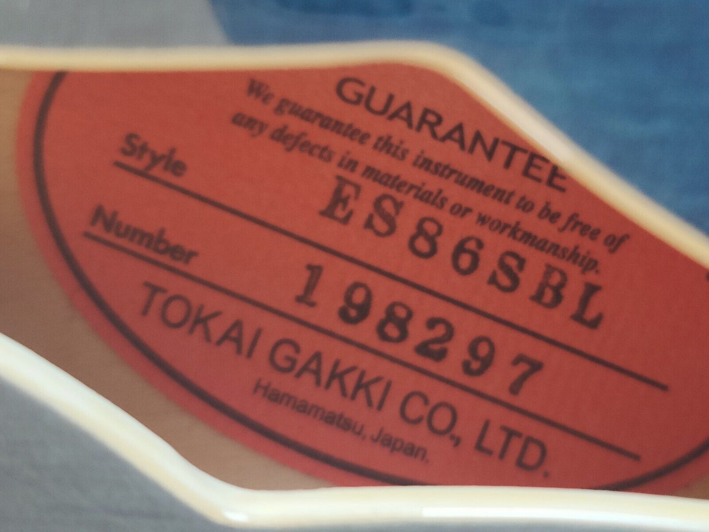 Tokai ES-86 Semi Hollowbody 335 Electric Guitar (See-Thru Blue)