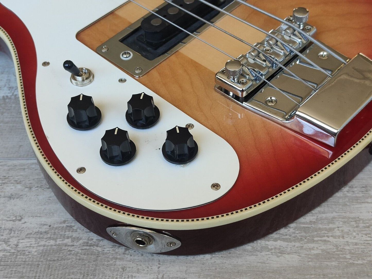 Rockinbetter Left Handed LH 4-String Bass Guitar (Fireglo)