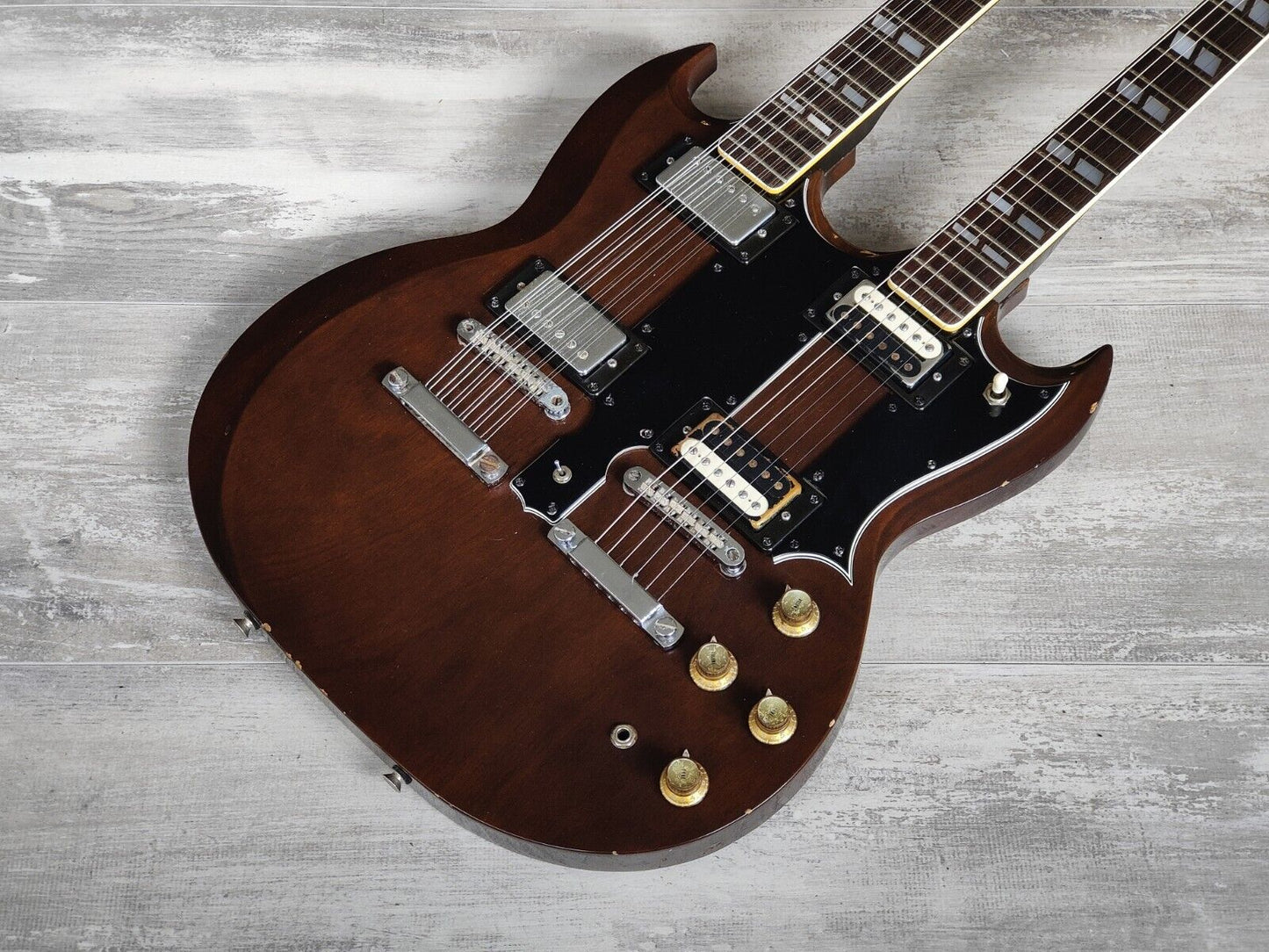 1970's Japanese EDS-1275 Style 6/12 Doubleneck SG (Walnut Brown)