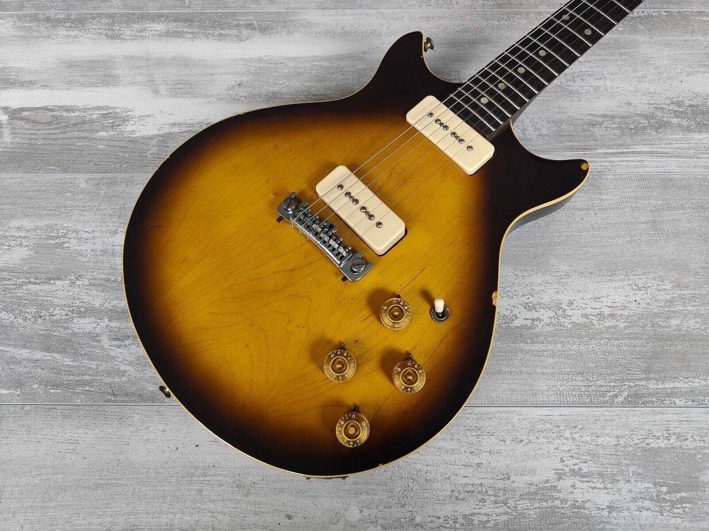 1977 Greco Japan MR-600 "Mick Ralphs" Double Cutaway w/P90's (Brown Sunburst)