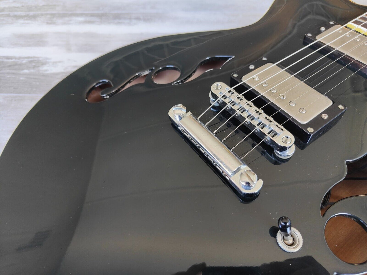 1994 Burny (Fernandes) Japan BSA-120 Semi-Hollowbody Electric Guitar (Black)