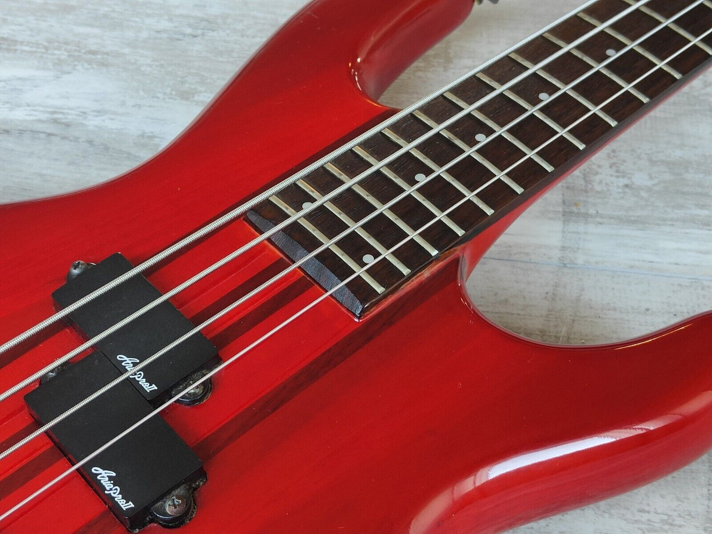 1989 Aria Pro II ASB-60 Integra Series Neckthrough Bass (Transparent Red)