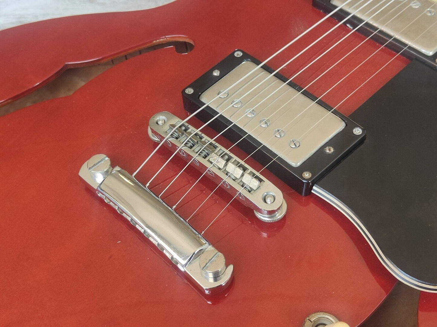 1988 Burny Japan RSA-70 Semi Hollowbody Electric Guitar (Cherry Red)