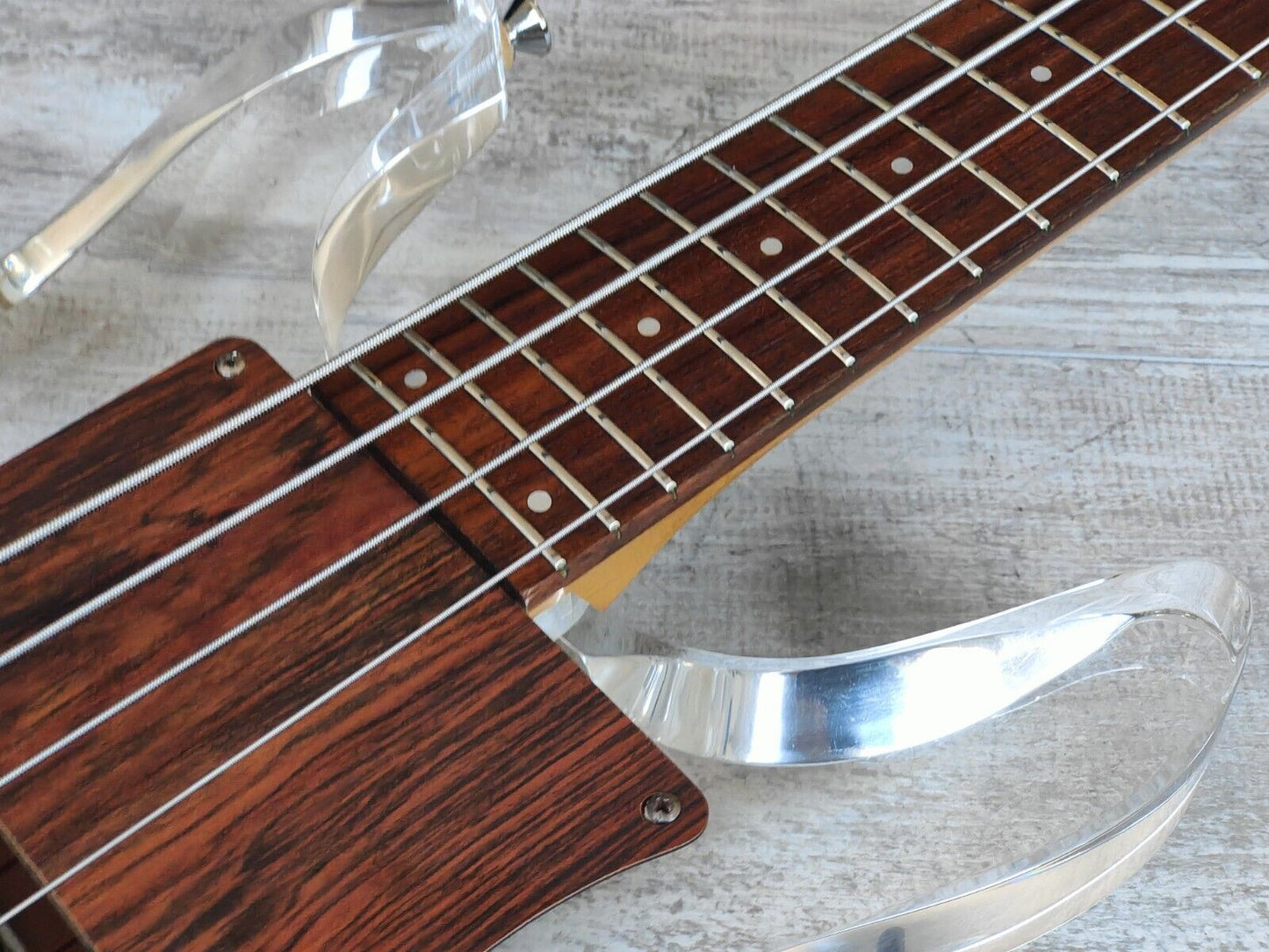 1990 Greco APB-1000 (Dan Armstrong/Ampeg) Lucite Double Cutaway Bass (Clear)