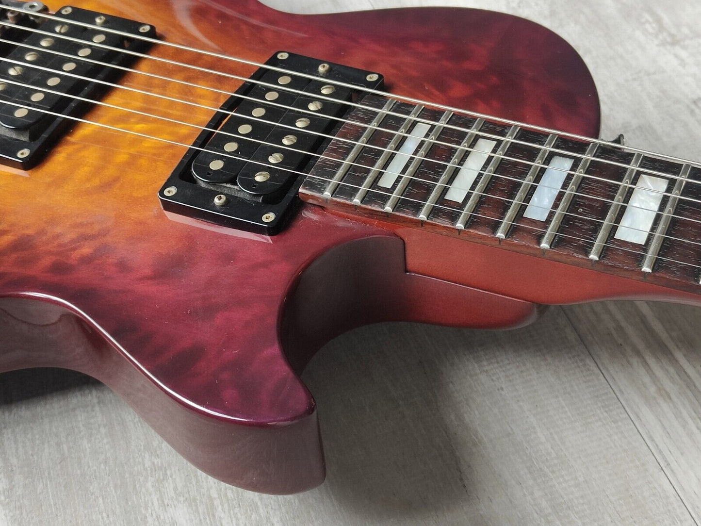 2000's Edwards (by ESP Japan) Les Paul w/Locking Tremolo (Quilt Top Amber)