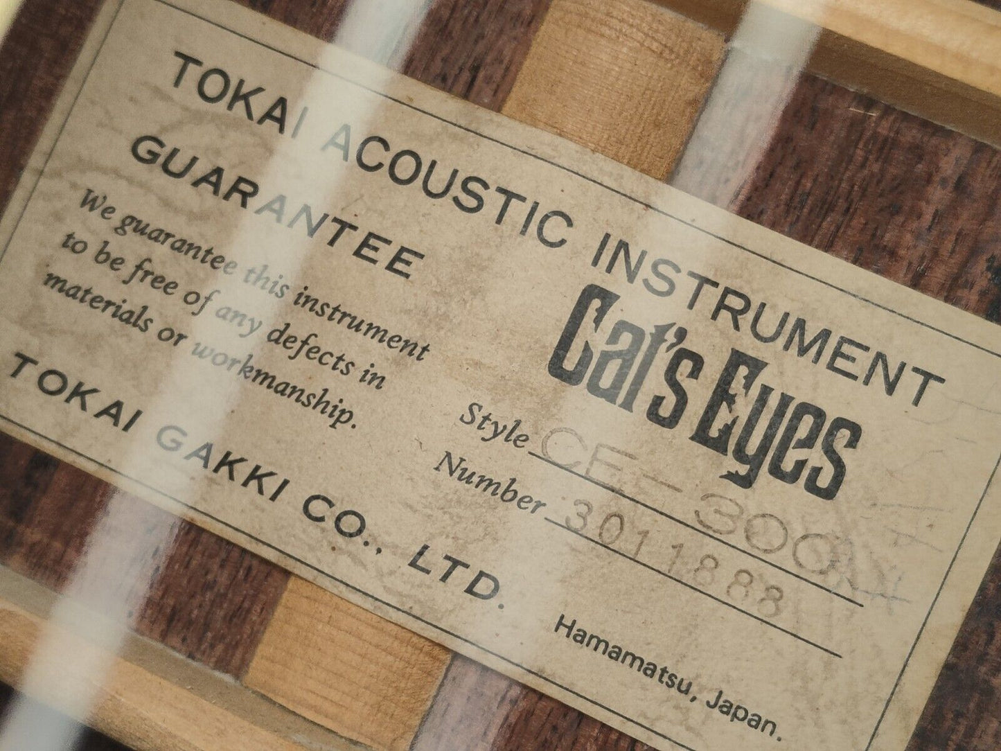 1980's Tokai Cat's Eyes CE-300 Vintage Acoustic Dreadnought Guitar (Natural)