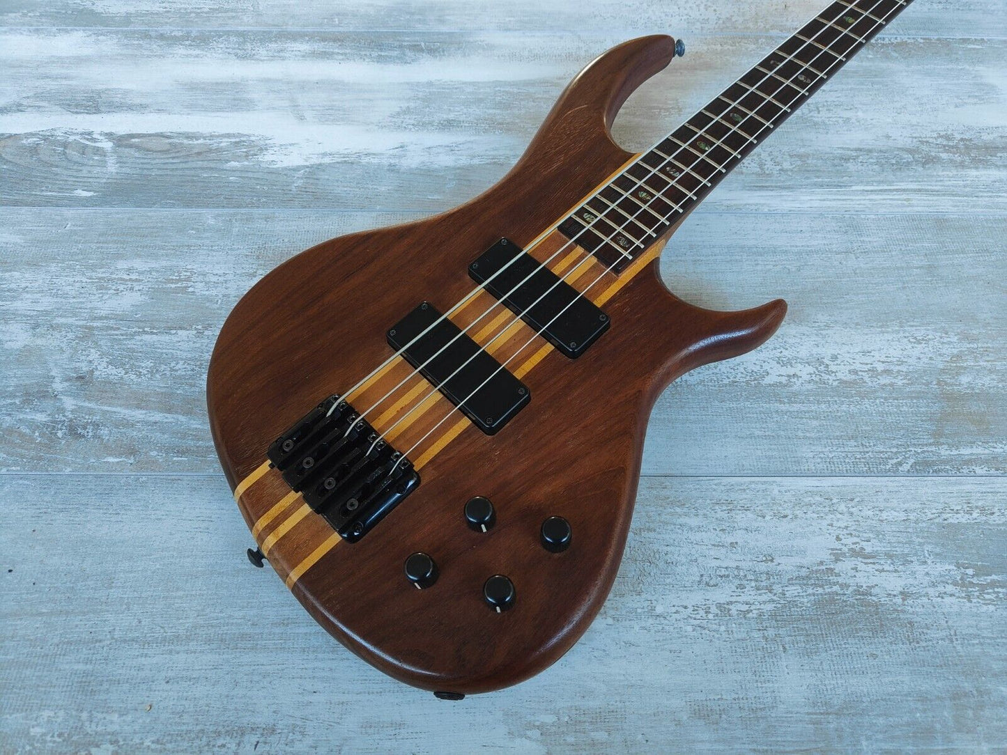 1990's Aria Pro II Neckthrough Bass (Stained Brown/Natural)