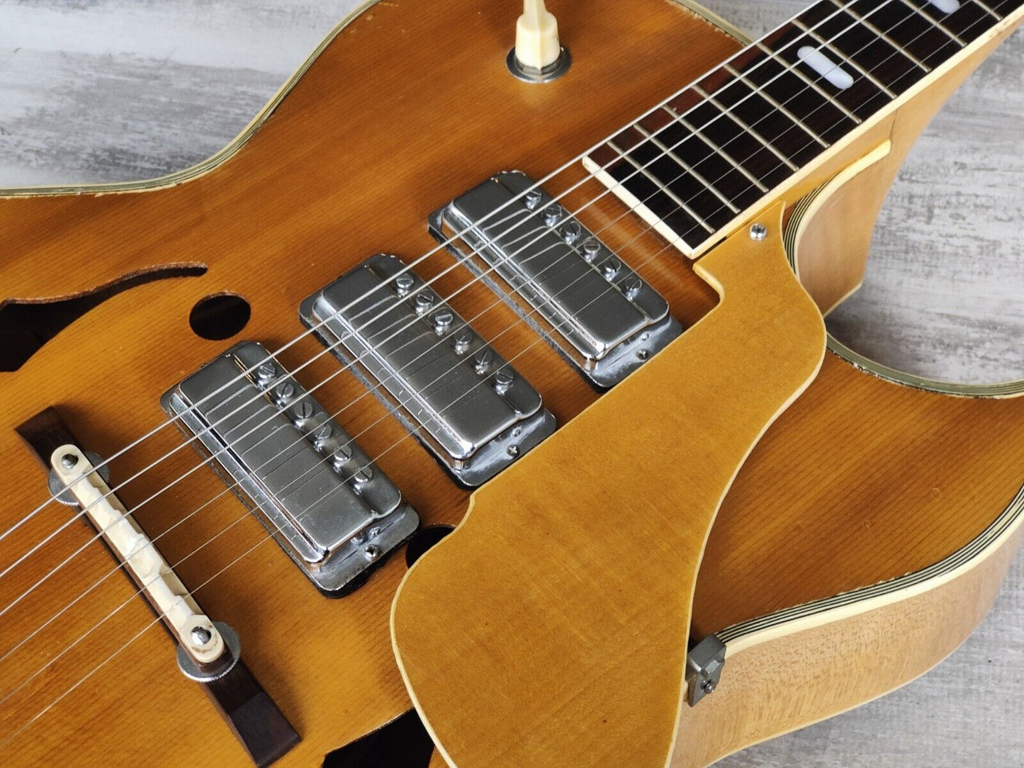 1960's Kawai Japan Archtop Three Pickup Vintage Hollowbody Guitar (Natural)