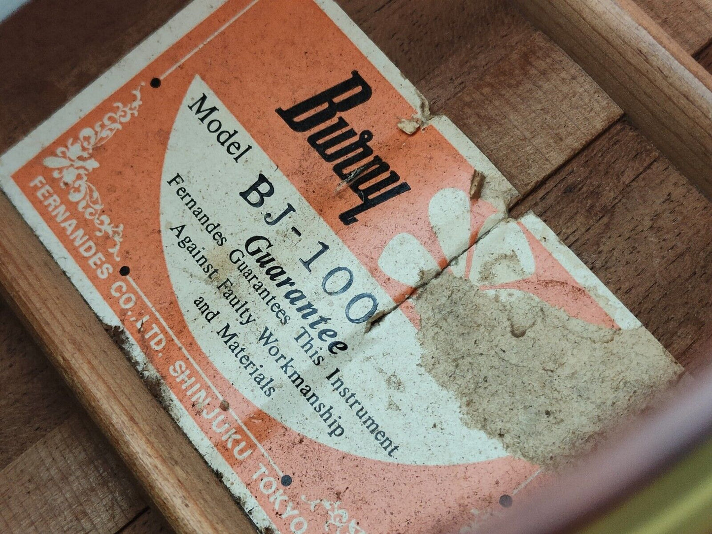 1980 Burny Japan BJ-100 Vintage Acoustic Guitar (Brown Sunburst)