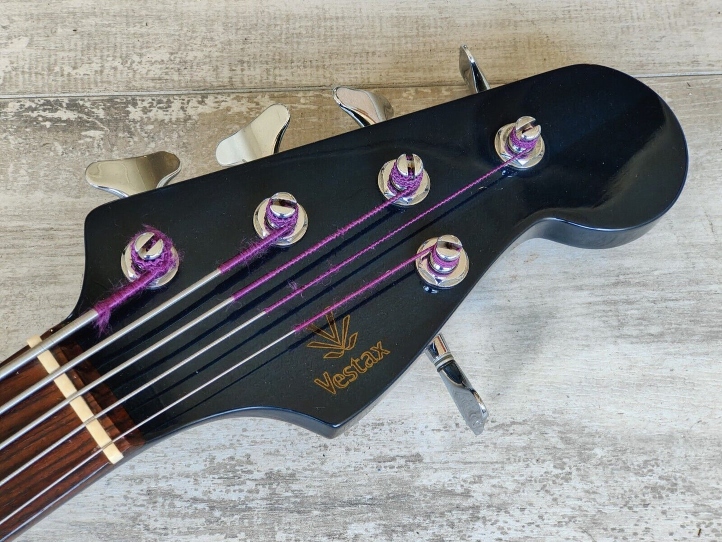 1990's Vestax Japan Fretless 5-String Active Jazz Bass (Transparent Blue)