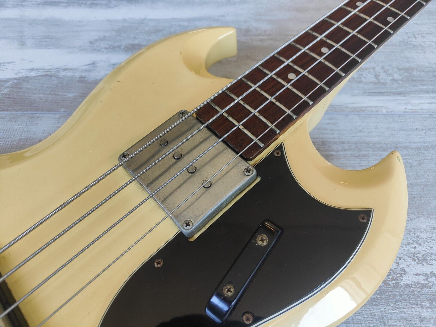 1989 Greco Japan EB-65 SG Double Cutaway Bass (Vintage White)