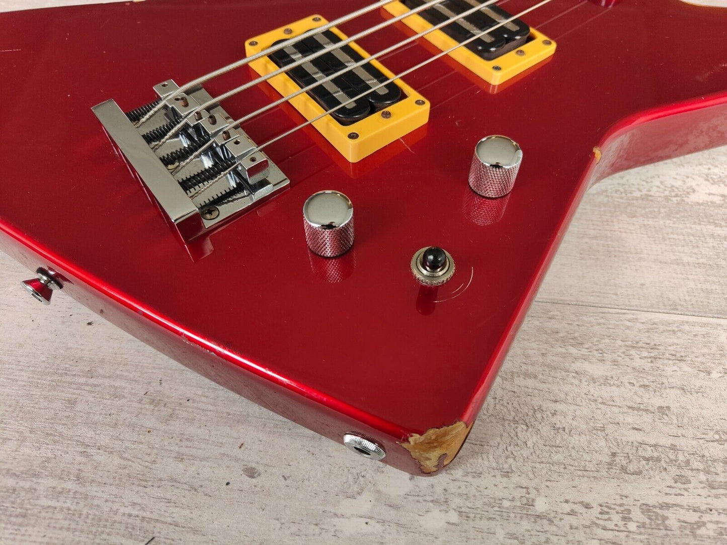 1980's Fernandes Japan BXB-55 Explorer Bass Guitar (Red)