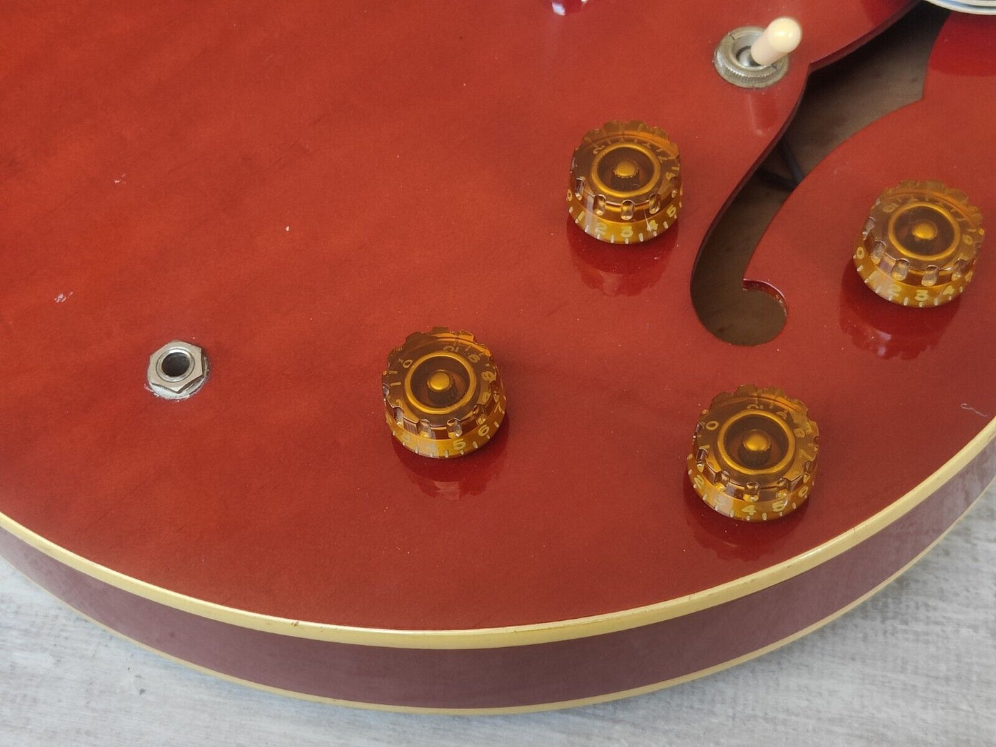 1988 Burny Japan RSA-70 Semi Hollowbody Electric Guitar (Cherry Red)