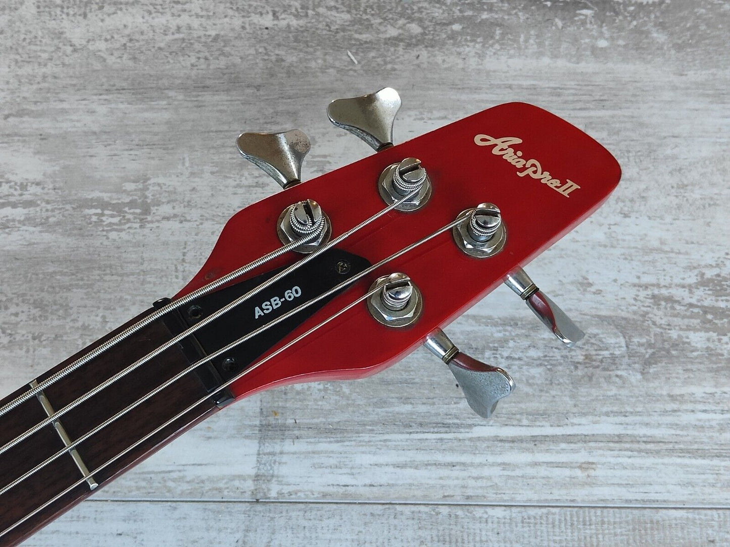 1989 Aria Pro II ASB-60 Integra Series Neckthrough Bass (Transparent Red)