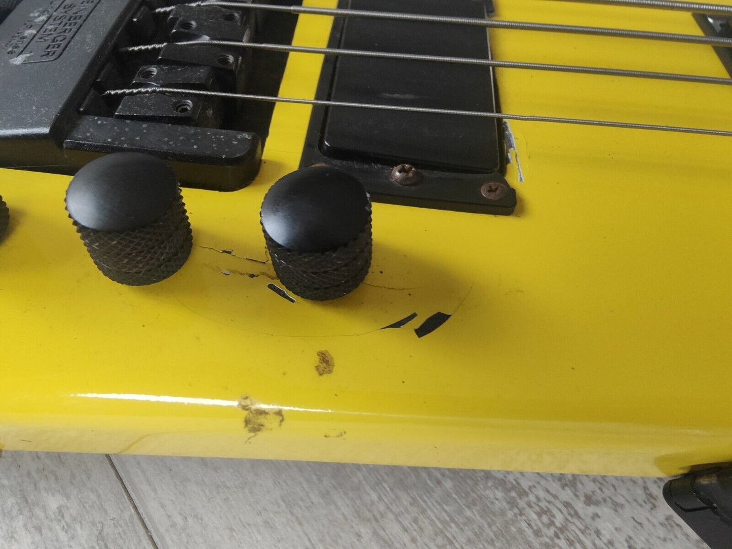 1980's Hohner B2 Headless Paddle Bass Guitar w/Steinberger System (Yellow)