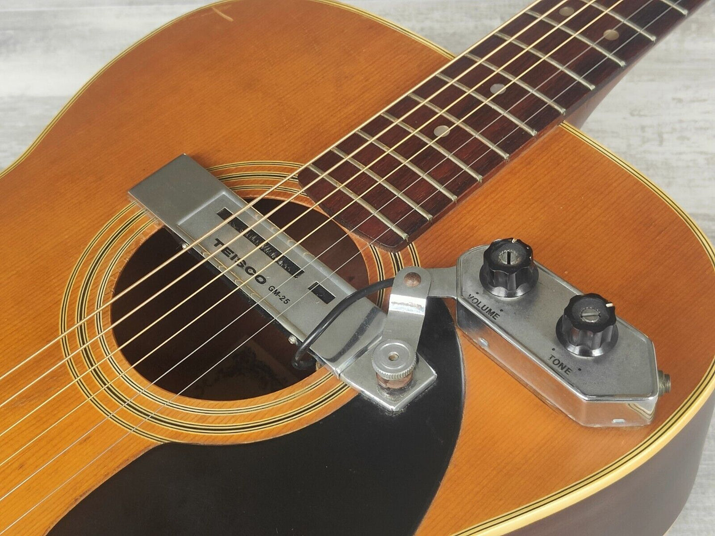 1970's Maruha Japan F-120M Acoustic Guitar w/Teisco GM-25 Pickup (Natural)