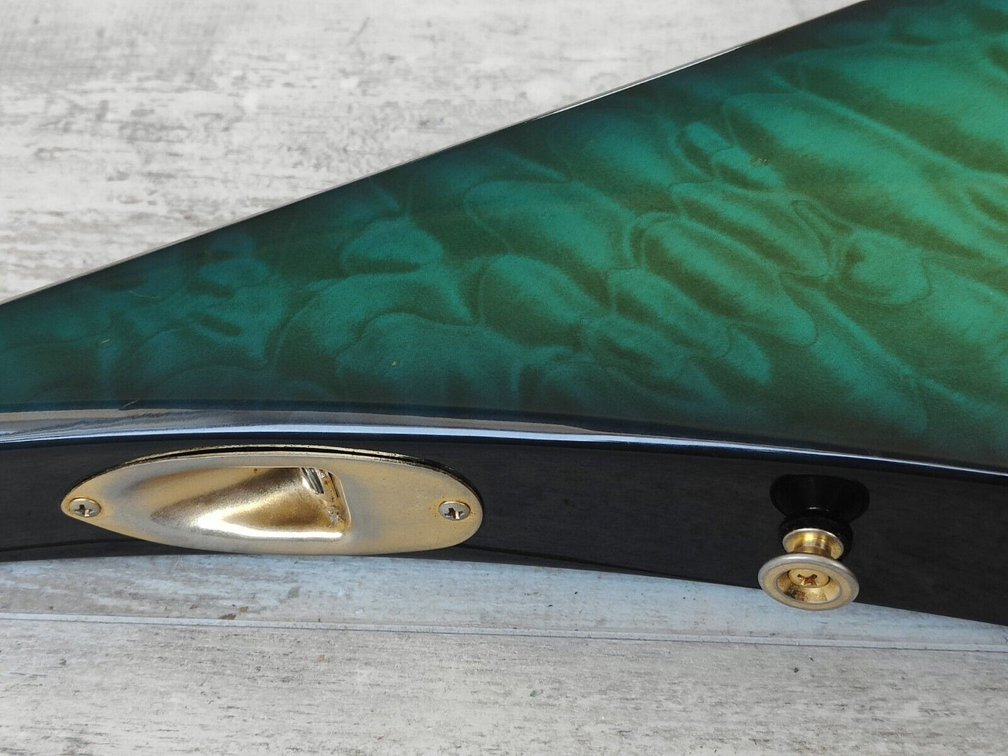 1990’s Grover Jackson Japan Rhoads Flying V Electric Guitar (Quilt Turqoise)