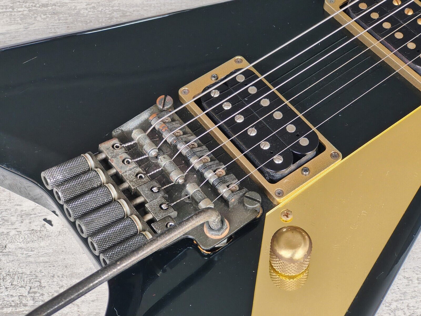 1984 Greco Japan GTZ65RB "Tusk" Rhoads V (Black & Gold)