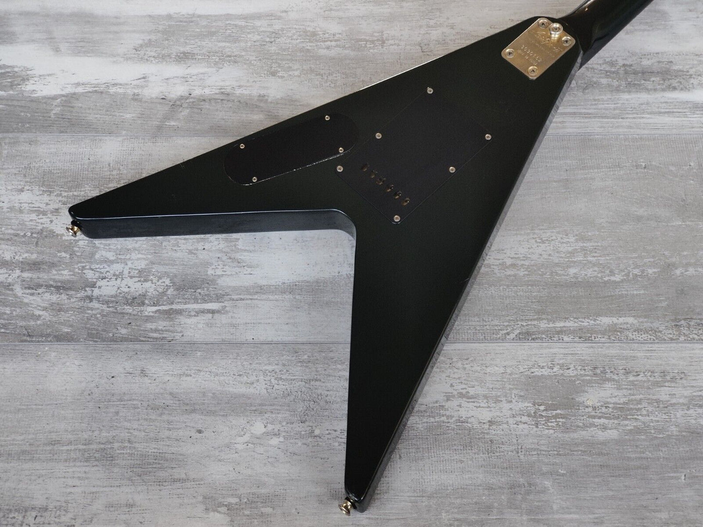 1983 Aria Pro II Japan XX Deluxe Flying V (Black/Gold)