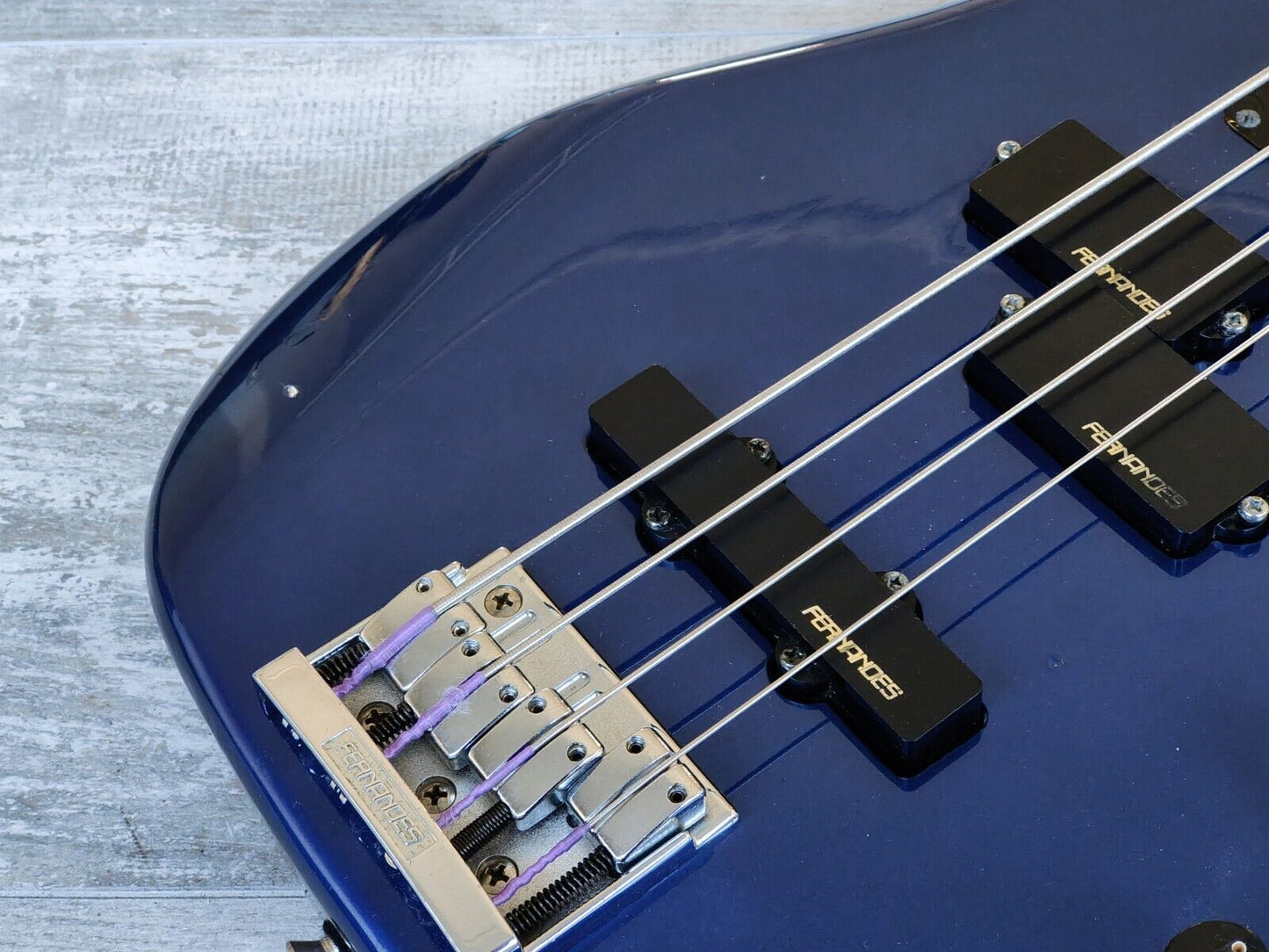 1990's Fernandes Japan FRB-45 Revolver Fretless Bass (Blue)