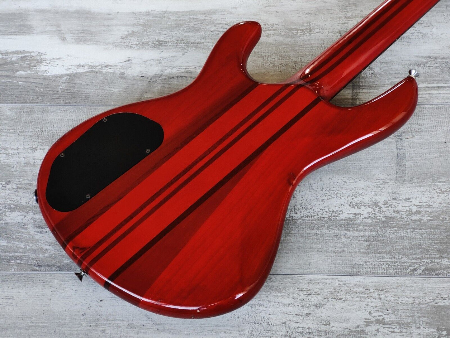 1989 Aria Pro II ASB-60 Integra Series Neckthrough Bass (Transparent Red)