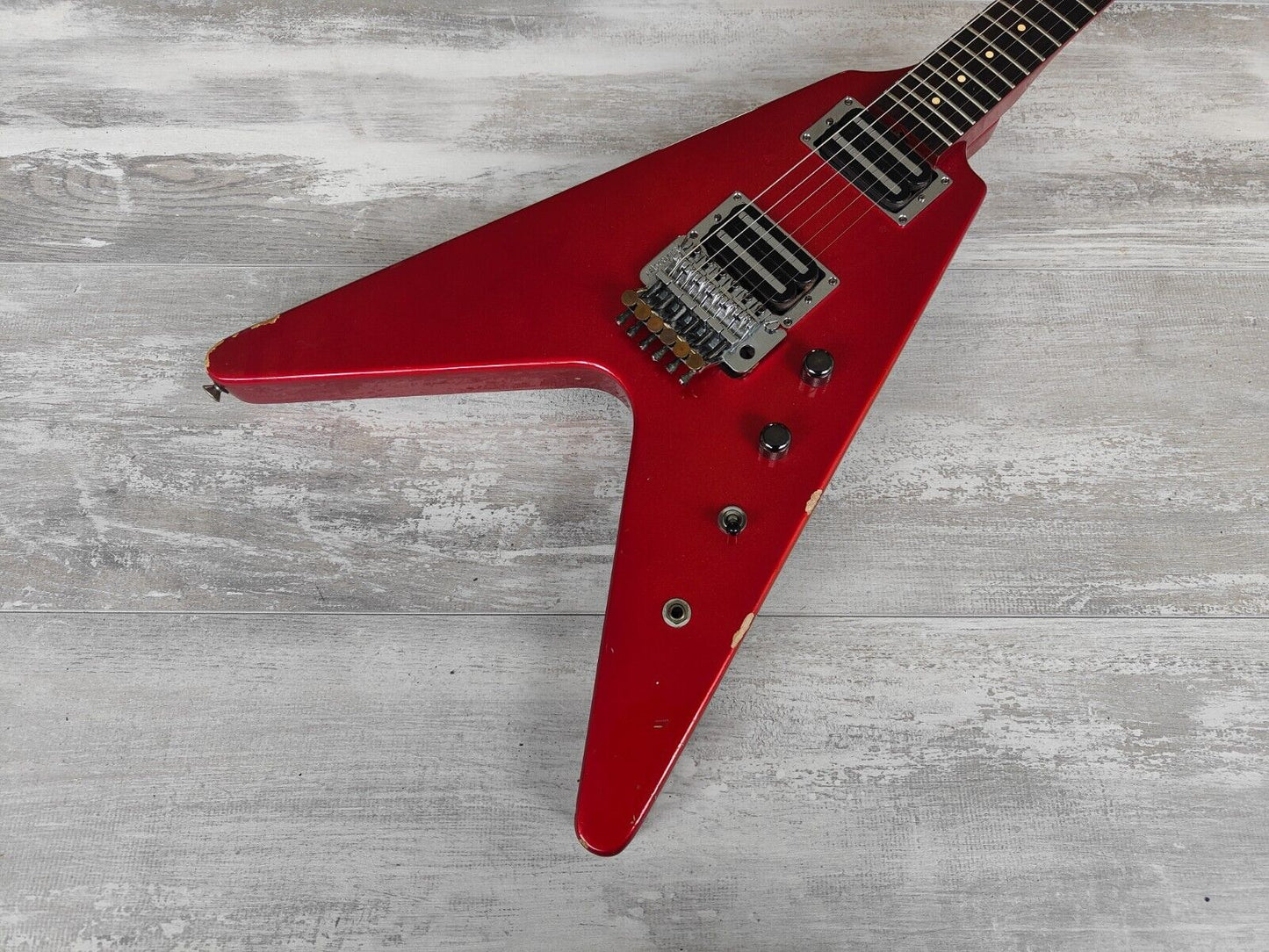 1980's Fernandes Japan BSV Series Short Scale Flying V (Candy Apple Red)