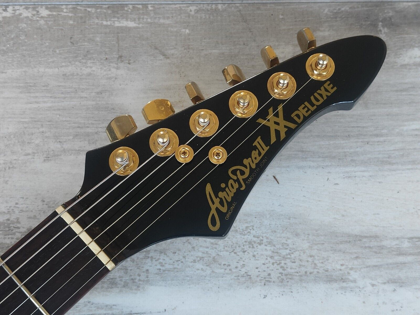 1983 Aria Pro II Japan XX Deluxe Flying V (Black/Gold)