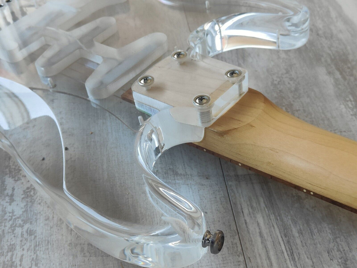 1990's Barclay (by Pro-Session) Acrylic Hardtail Stratocaster (Clear)