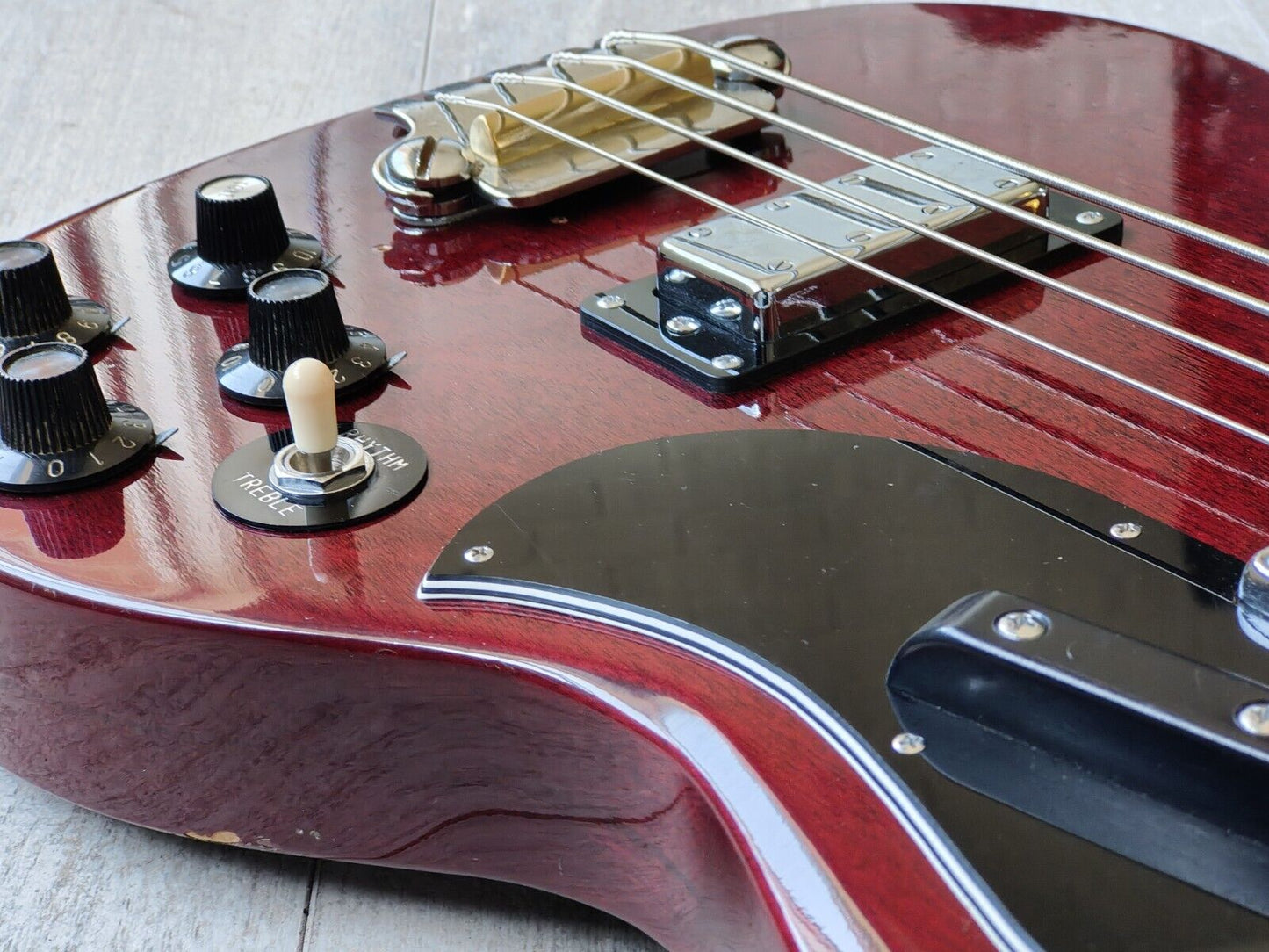 1974 Greco Japan EB420 SG EB Double Cutaway Bass (Cherry Red)