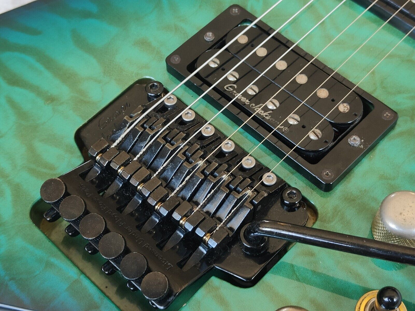 1990’s Grover Jackson Japan Rhoads Flying V Electric Guitar (Quilt Turqoise)