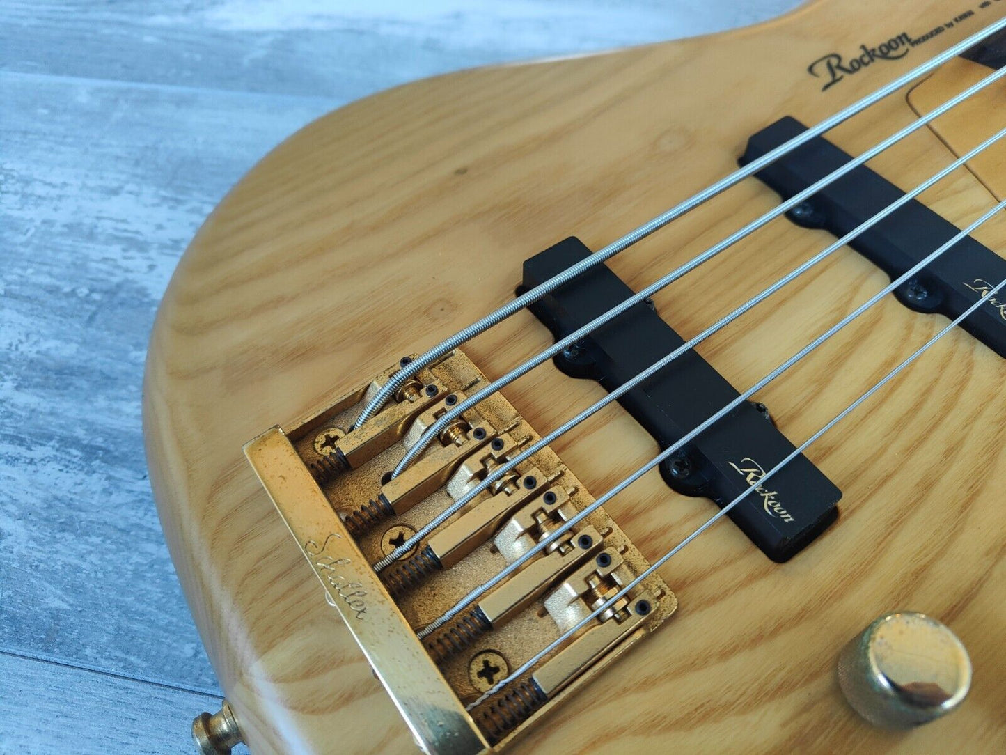 1989 Rockoon Japan (by Kawai) RB-855S Fretless 5-String Bass (Natural)