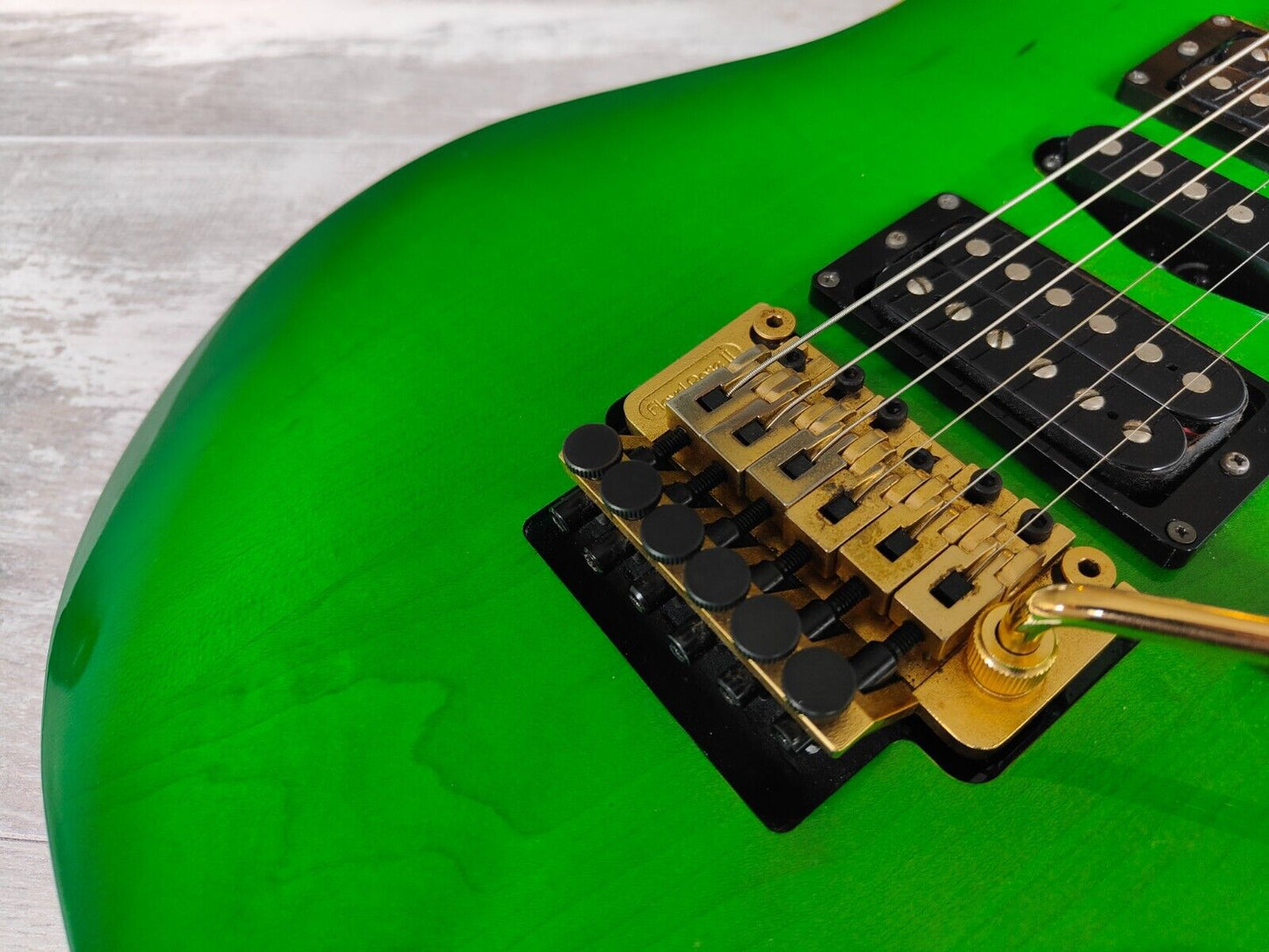 1996 Greco Japan GP-900DT HSH Superstrat w/Floyd Rose (Kermit Green Refinish)