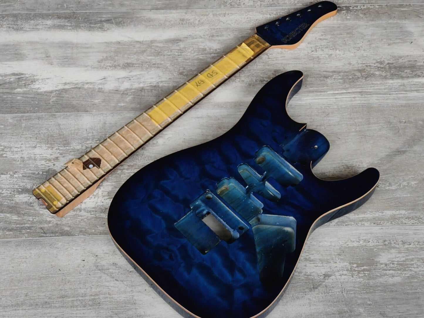 Schecter EX Exceed Series NOS Body/Neck (Black Aqua Blue Burst)