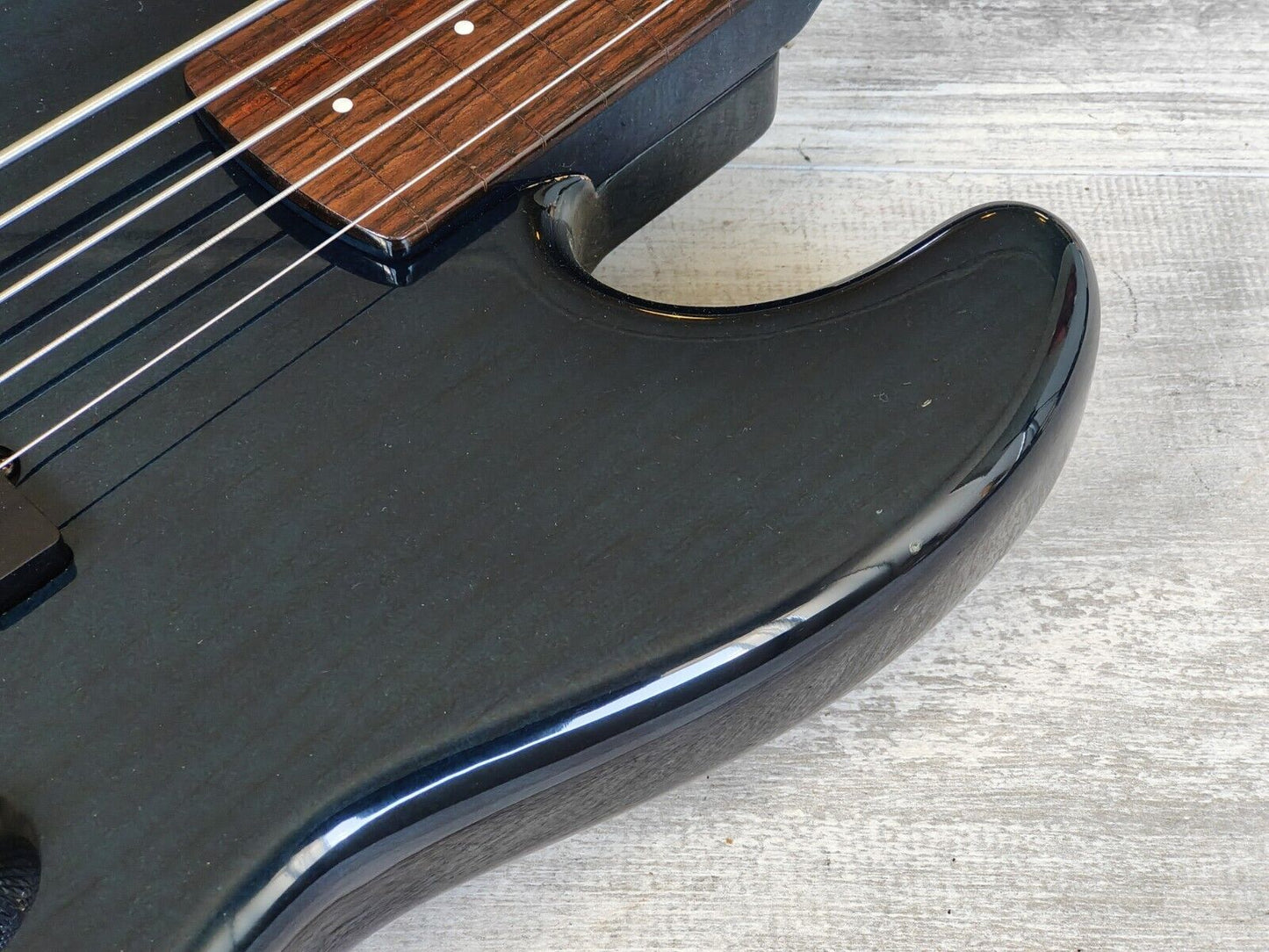 1990's Vestax Japan Fretless 5-String Active Jazz Bass (Transparent Blue)