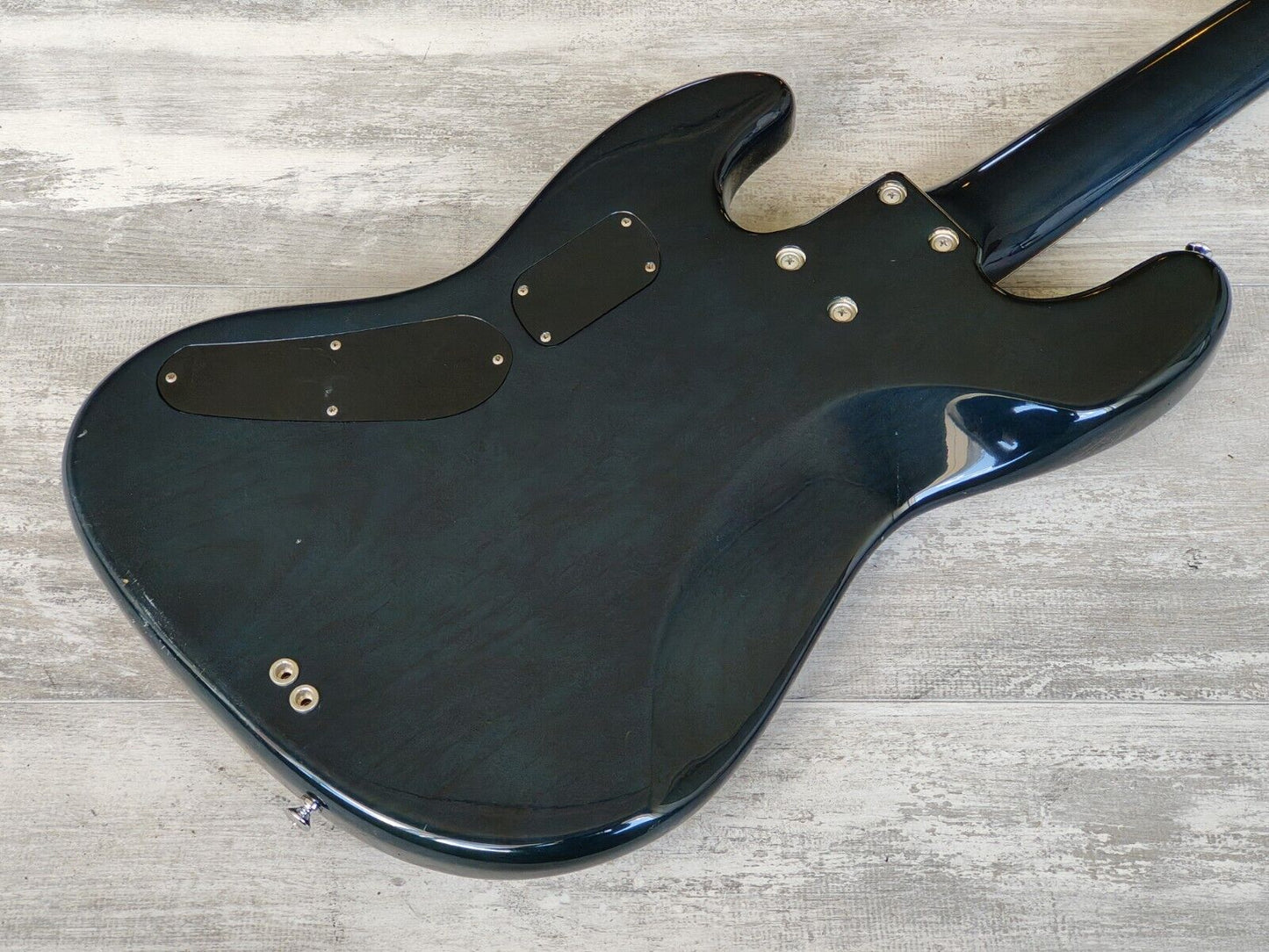 1990's Vestax Japan Fretless 5-String Active Jazz Bass (Transparent Blue)