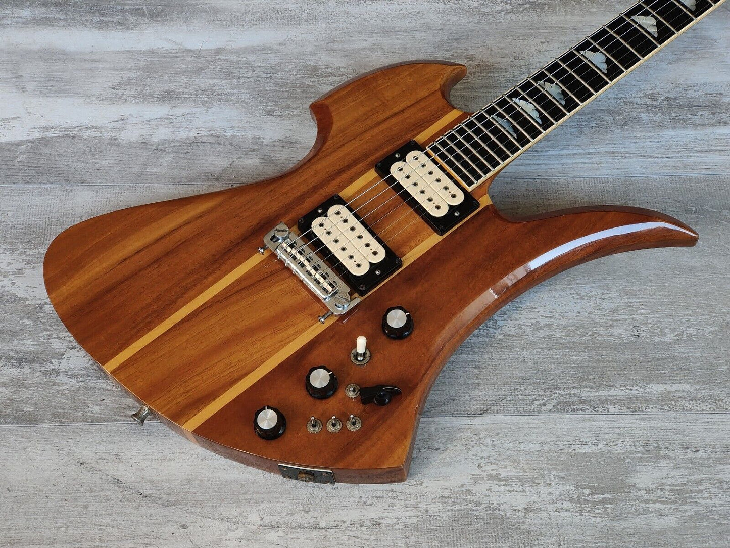 1980 Greco Japan BC-1800 Custom Order Neckthrough Mockingbird (Natural Koa)