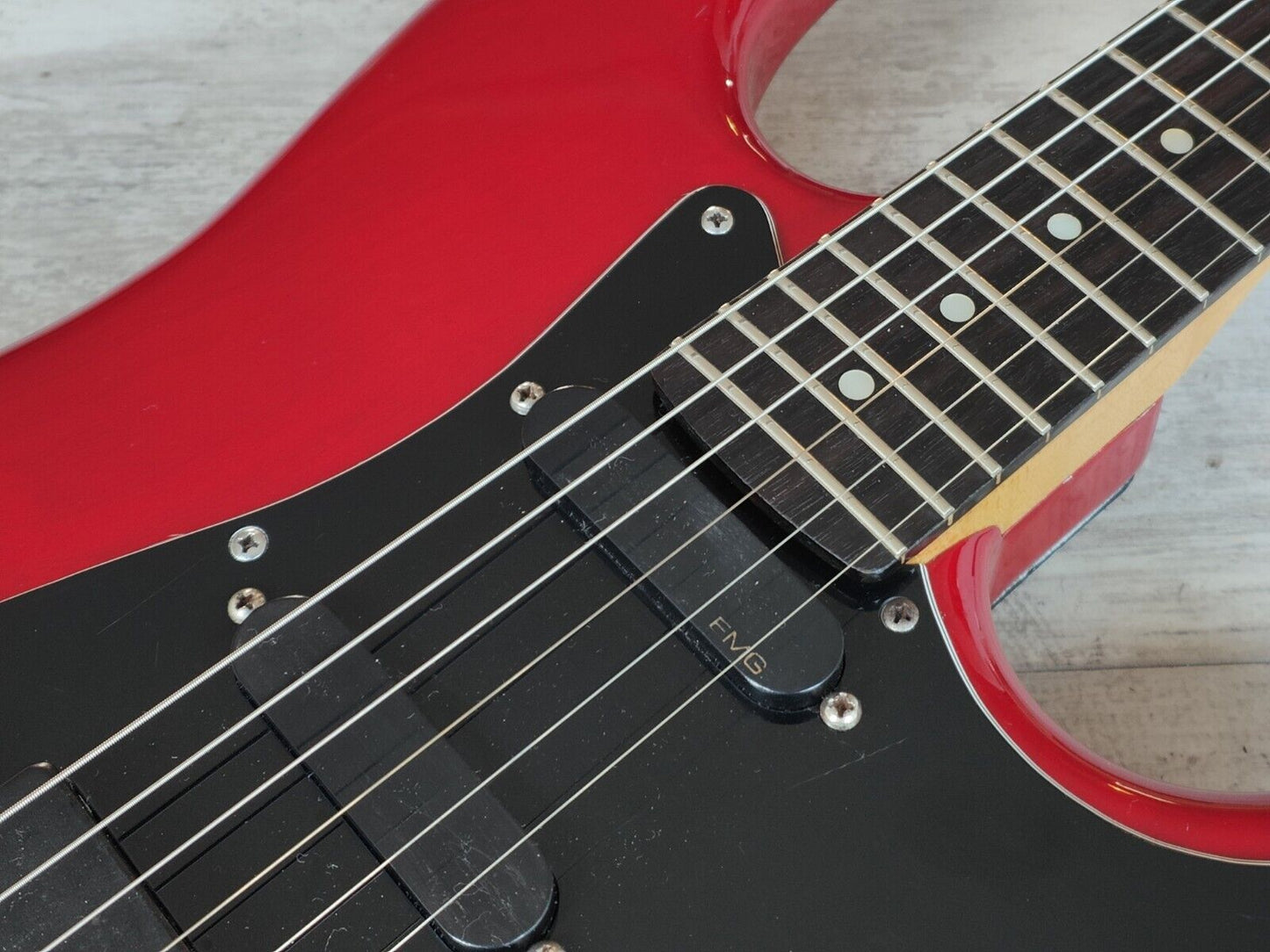 1990 Valley Arts Guitar M Series Deluxe Stratocaster w/EMG's (Transparent Red)