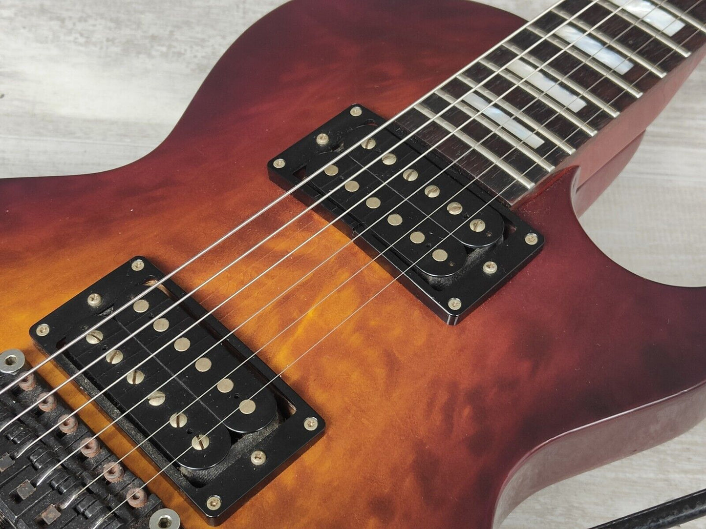 2000's Edwards (by ESP Japan) Les Paul w/Locking Tremolo (Quilt Top Amber)