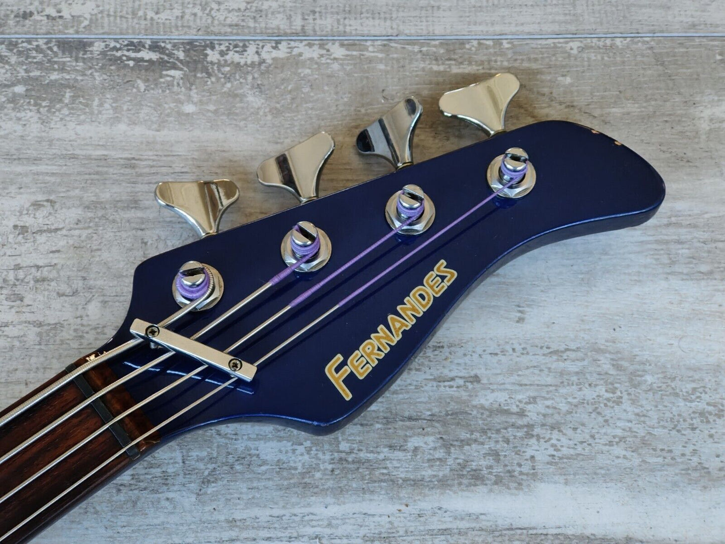 1990's Fernandes Japan FRB-45 Revolver Fretless Bass (Blue)