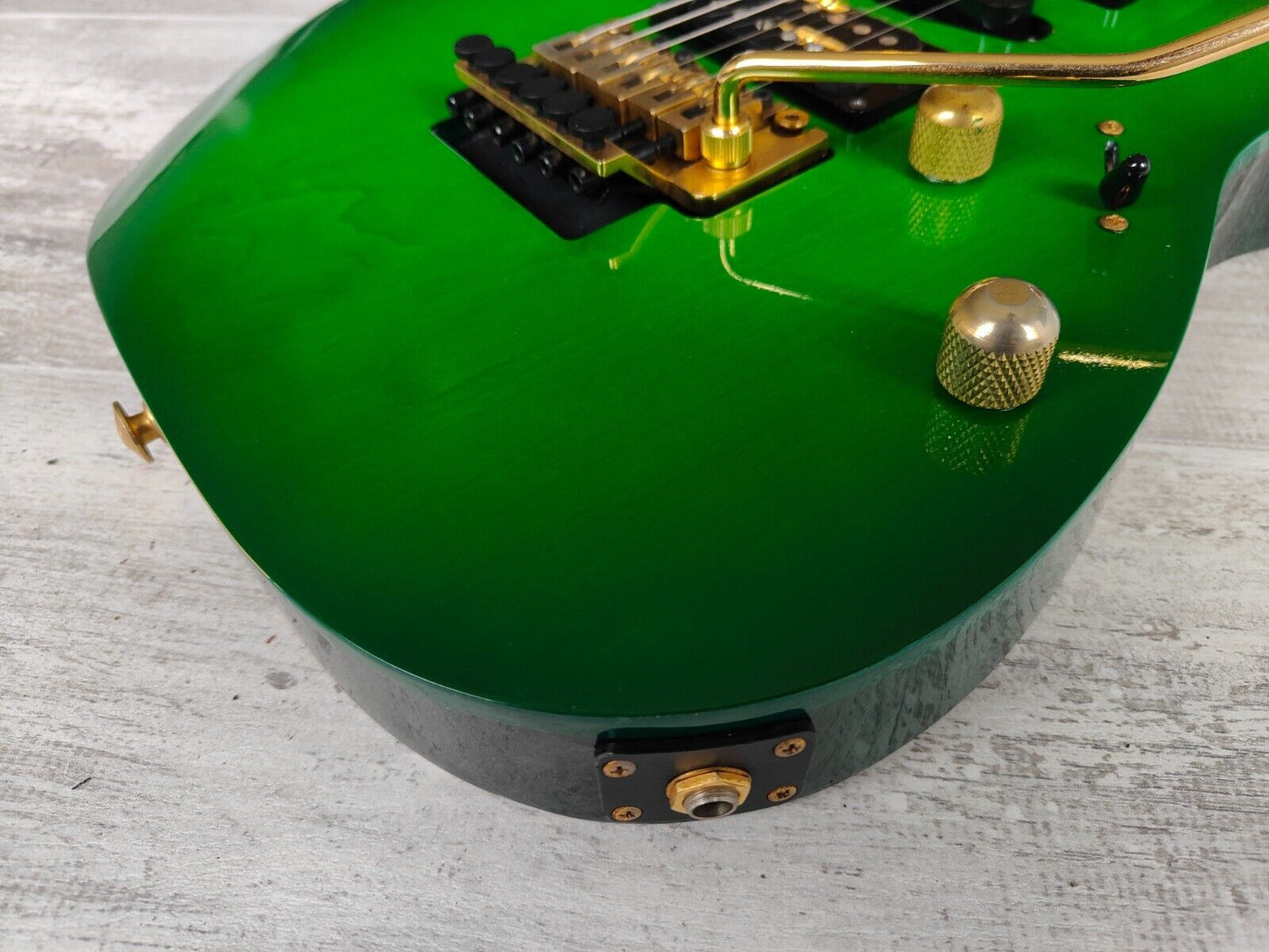 1996 Greco Japan GP-900DT HSH Superstrat w/Floyd Rose (Kermit Green Refinish)
